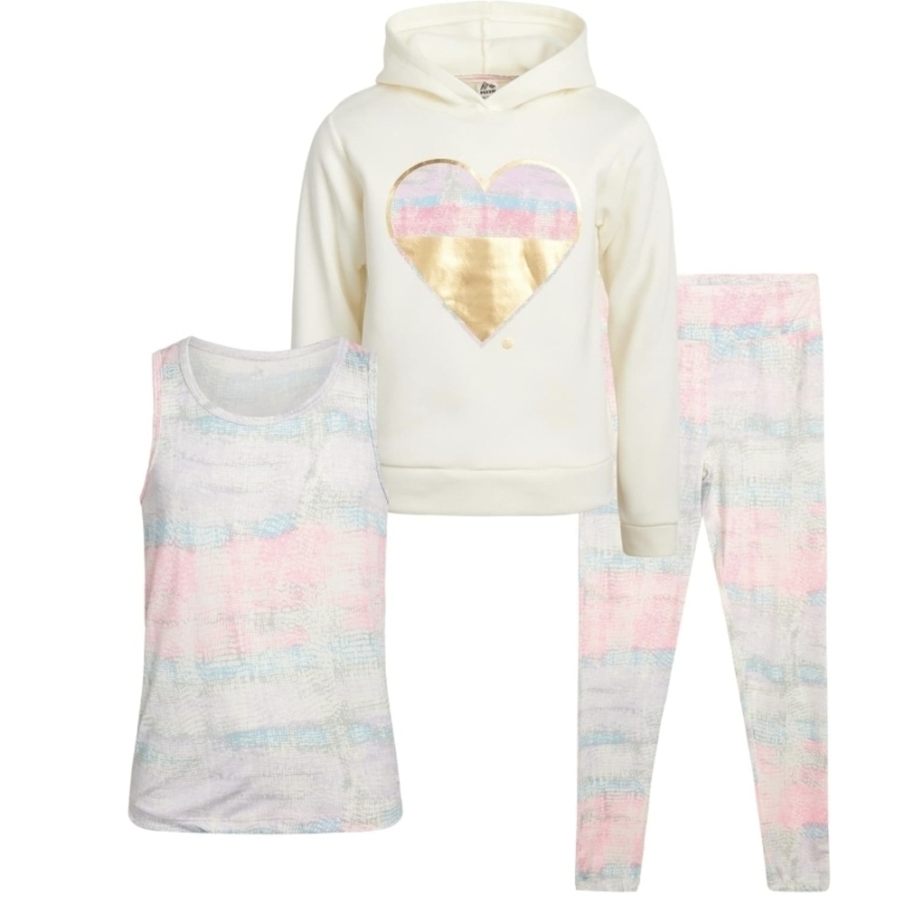RBX Kids 3 Peice Matching Set with Gold Heart and Pastel Colors Sz 14-16